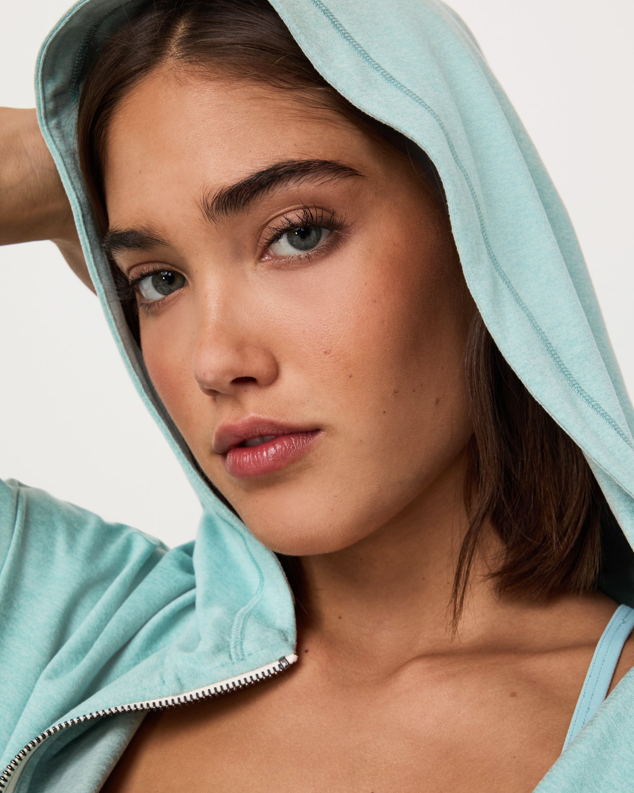 Halo full-zip modern hoodie (Sea Spray Heather)