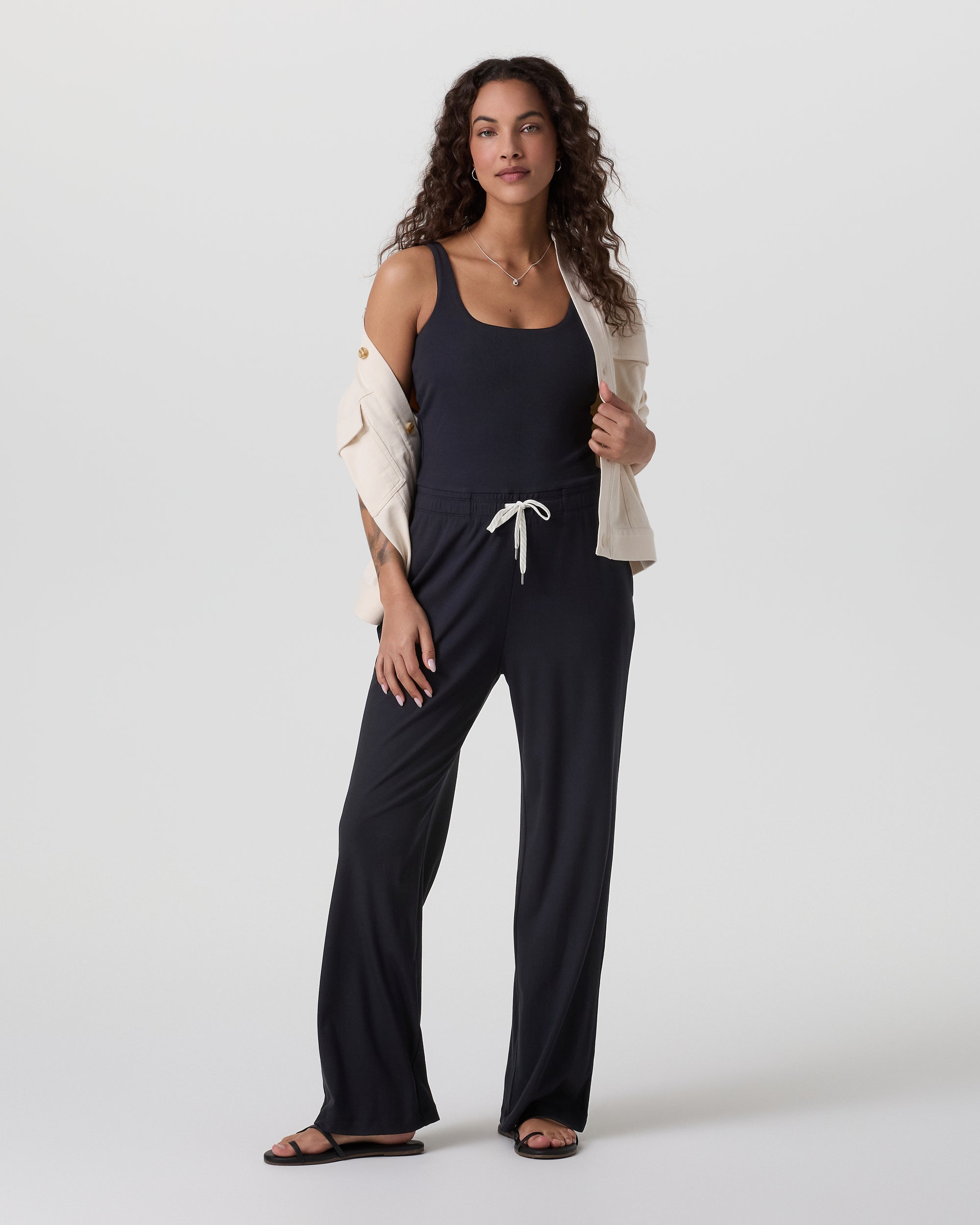 Denimedge sleeveless jumpsuit